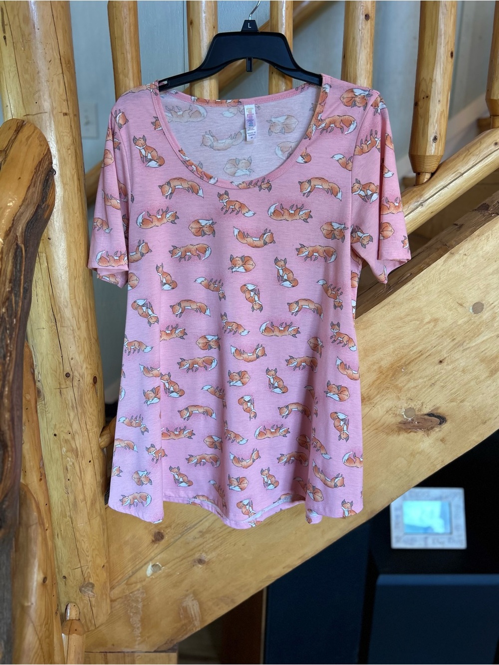 LuLaRoe Fox Print Peach color Tunic Top
